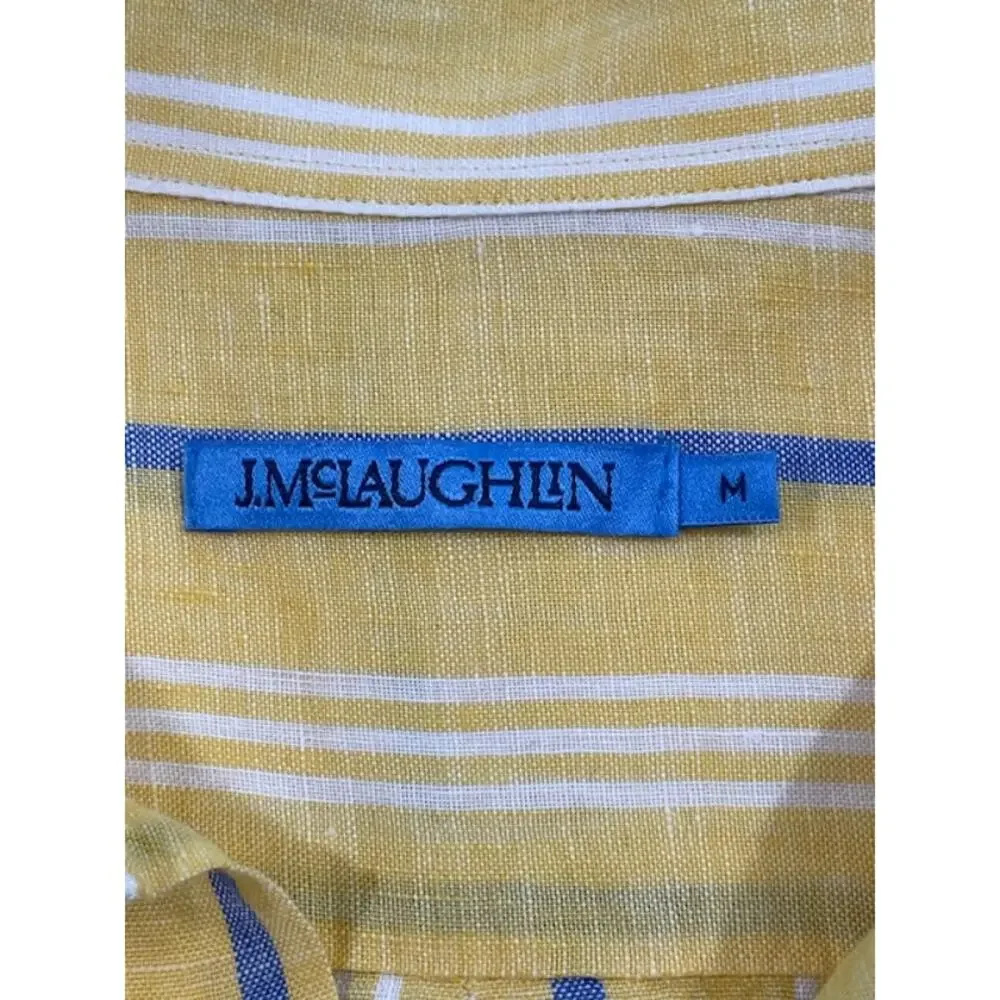 J. McLaughlin women's yellow & blue linen, lightweight shirt